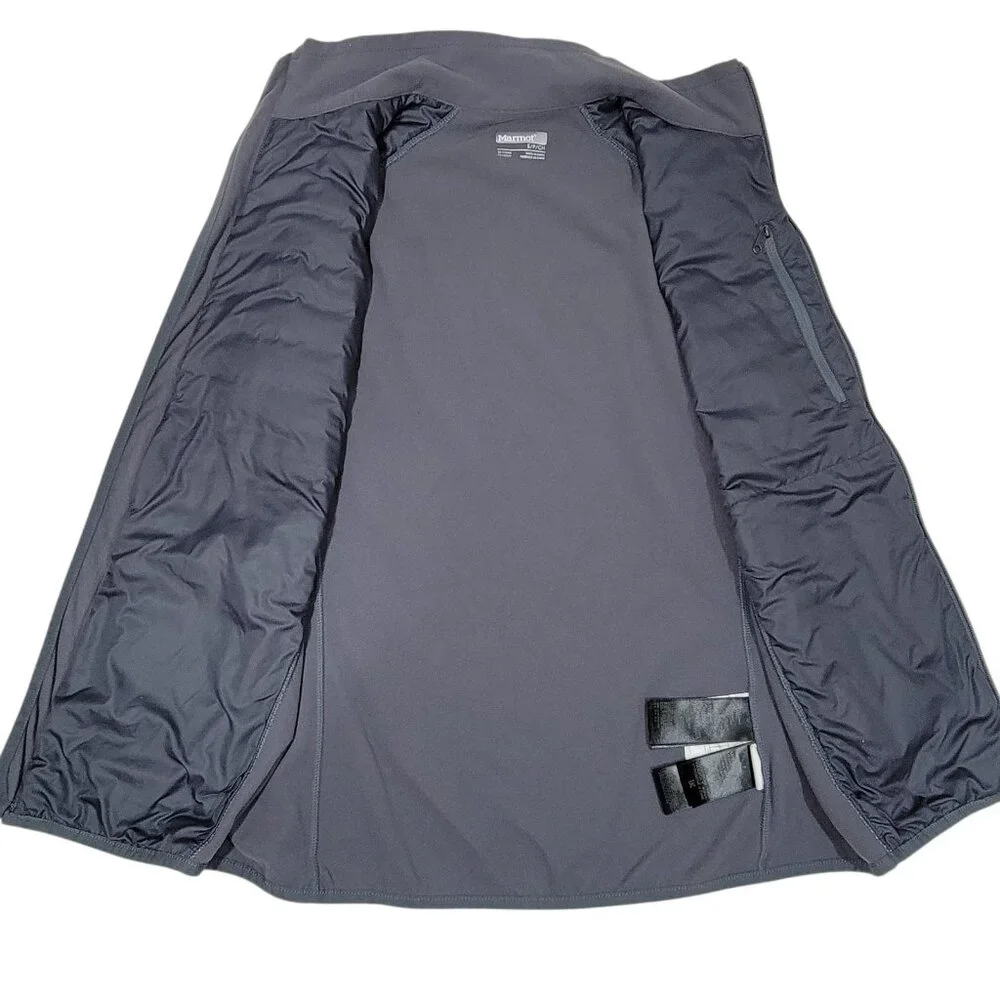 Marmot Vest Men Small Gray Insulated Hybrid Softshell Zip Pockets Outdoor Hiking